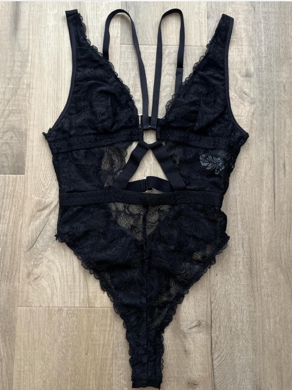 Forever 21 Black Lace Strappy Bodysuit